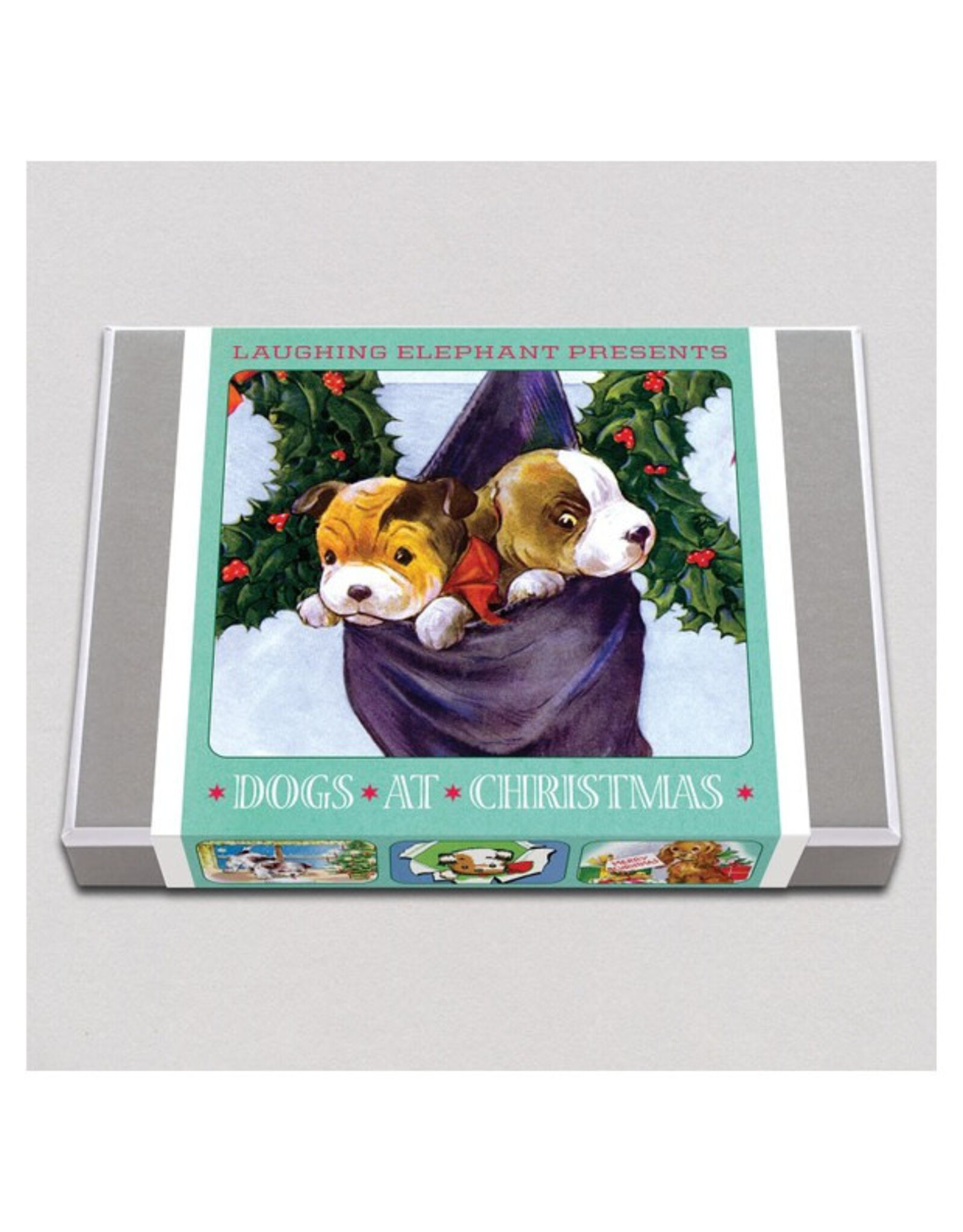 Laughing Elephant Dogs at Christmas - Holiday Boxed Greeting Notecards