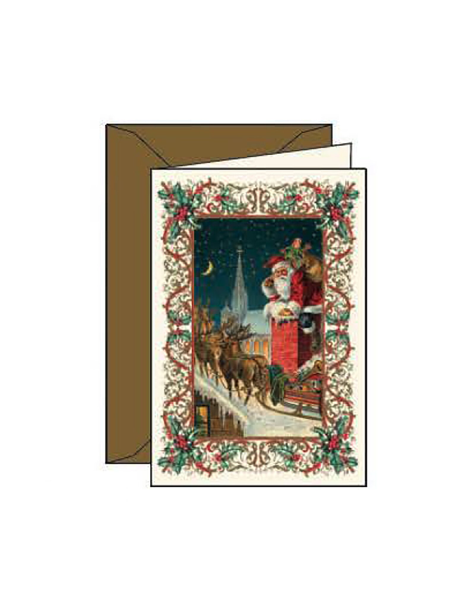 Rossi Vintage Santa in Chimney Christmas Notecard