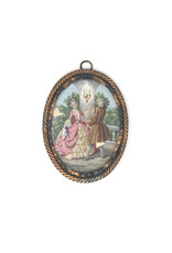 Dancing Couple Oval Petit Point in Copper Frame