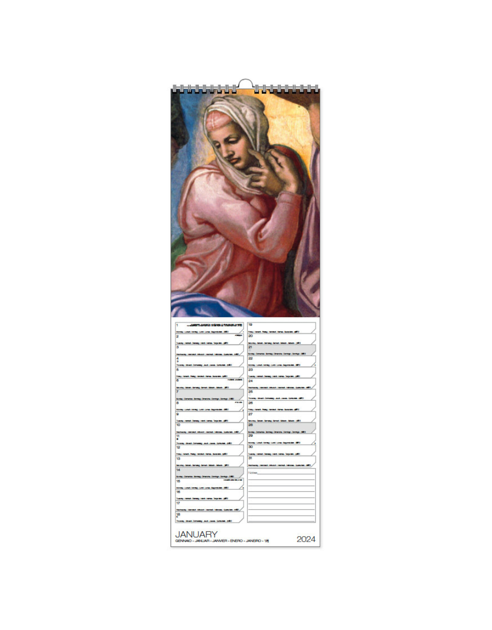 Allaluna Michelangelo 2024 Vertical Calendar