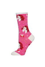 Socksmith Design Unicorn Christmas Pink 9-11 Women's Crew Socks