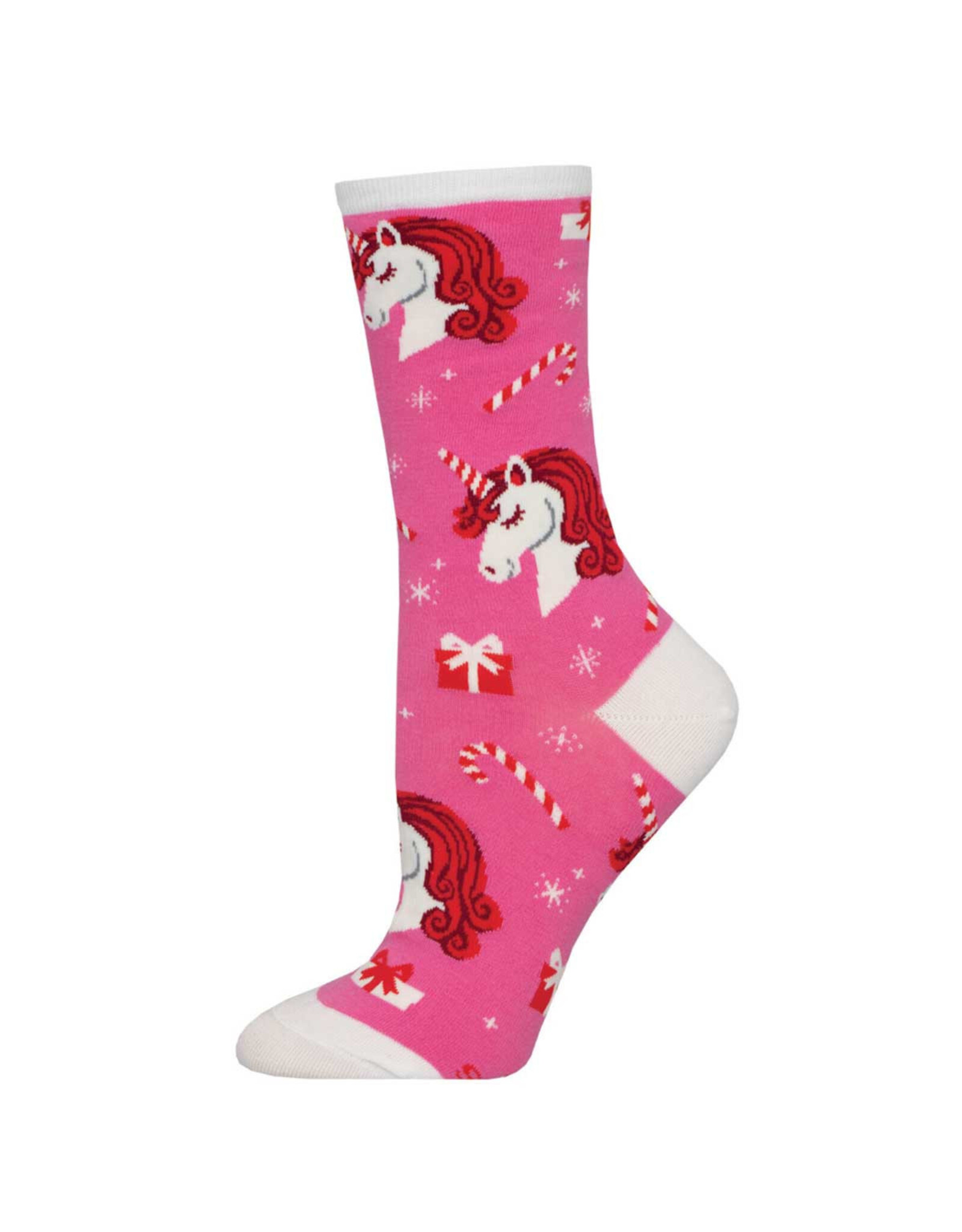 Socksmith Design Unicorn Christmas Pink 9-11 Women's Crew Socks