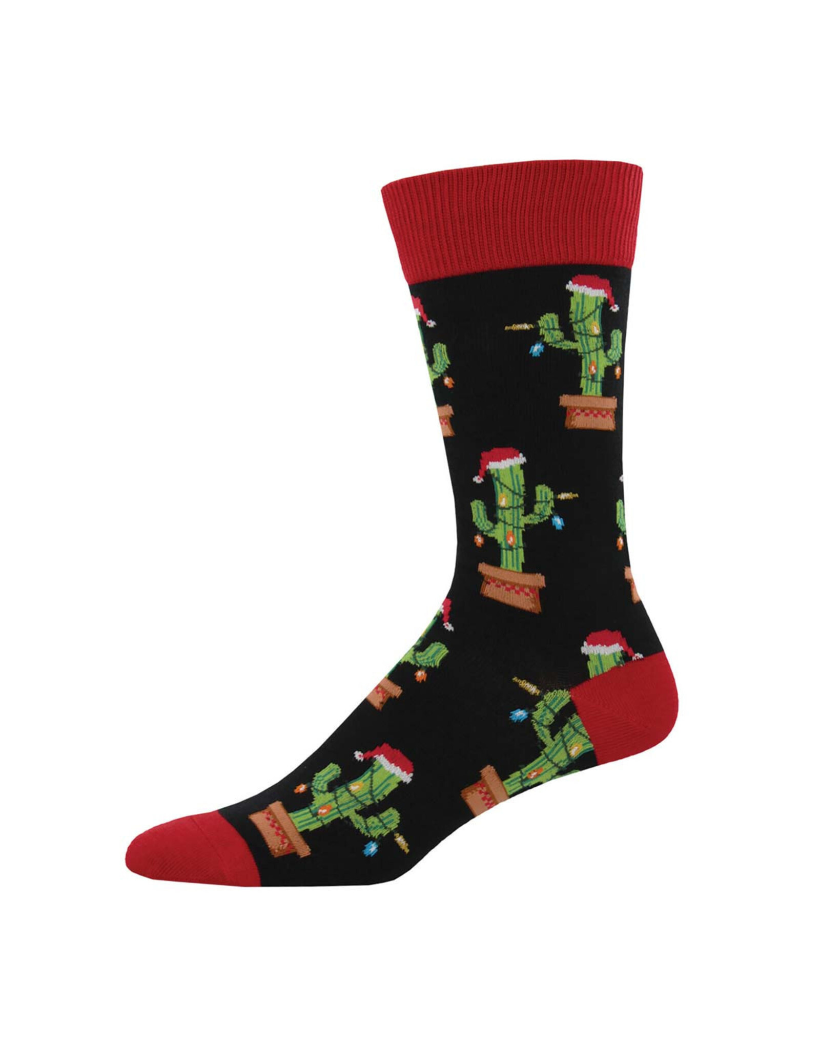 Socksmith Design Christmas Cactus Black 10-13 Men's Crew Socks