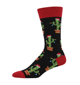 Socksmith Design Christmas Cactus Black 10-13 Men's Crew Socks