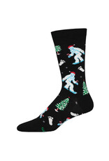 Socksmith Design Is It Christmas Yeti Black 10-13 Men's Crew Socks