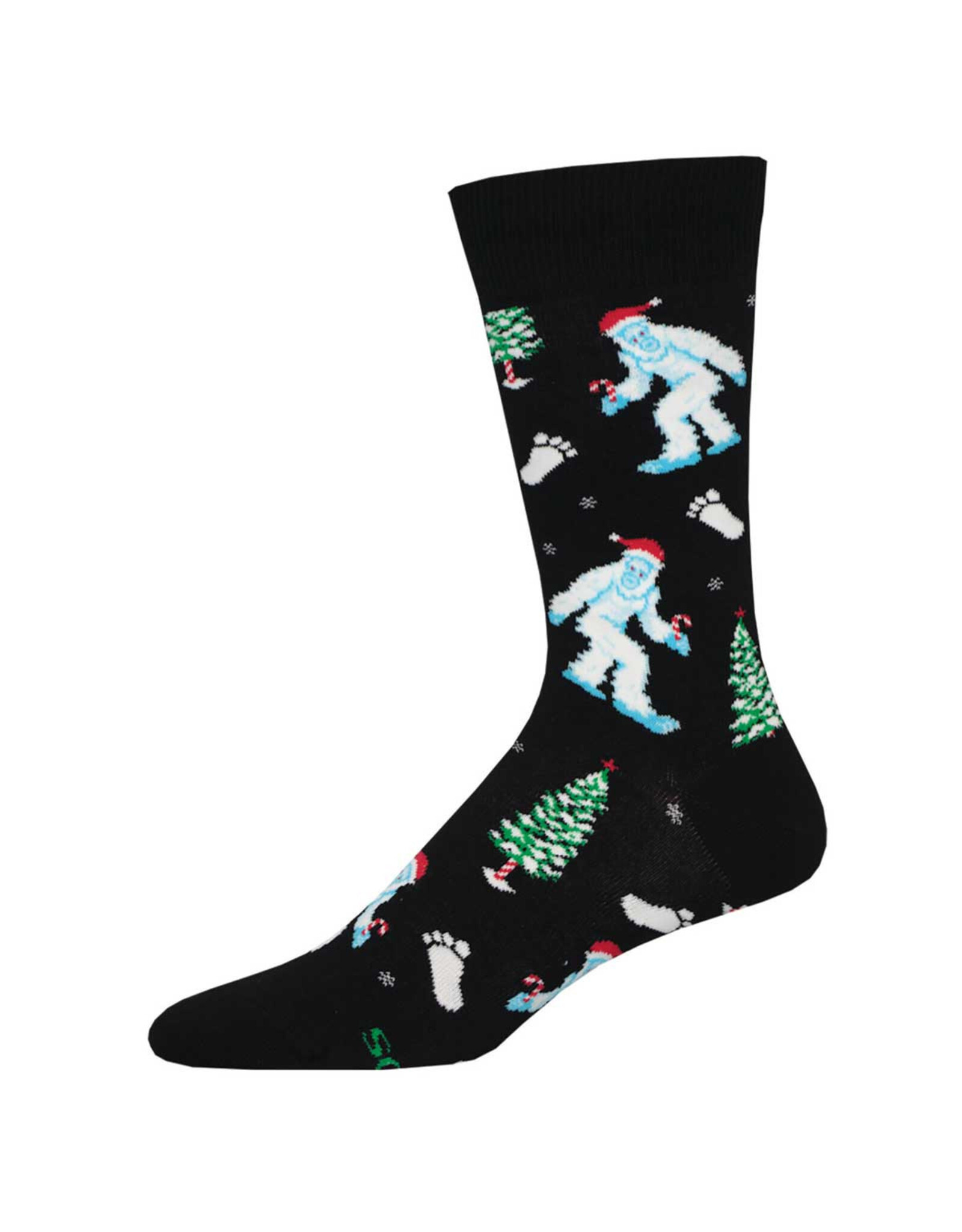 Socksmith Design Is It Christmas Yeti Black 10-13 Men's Crew Socks