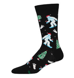 Socksmith Design Is It Christmas Yeti Black 10-13 Men's Crew Socks