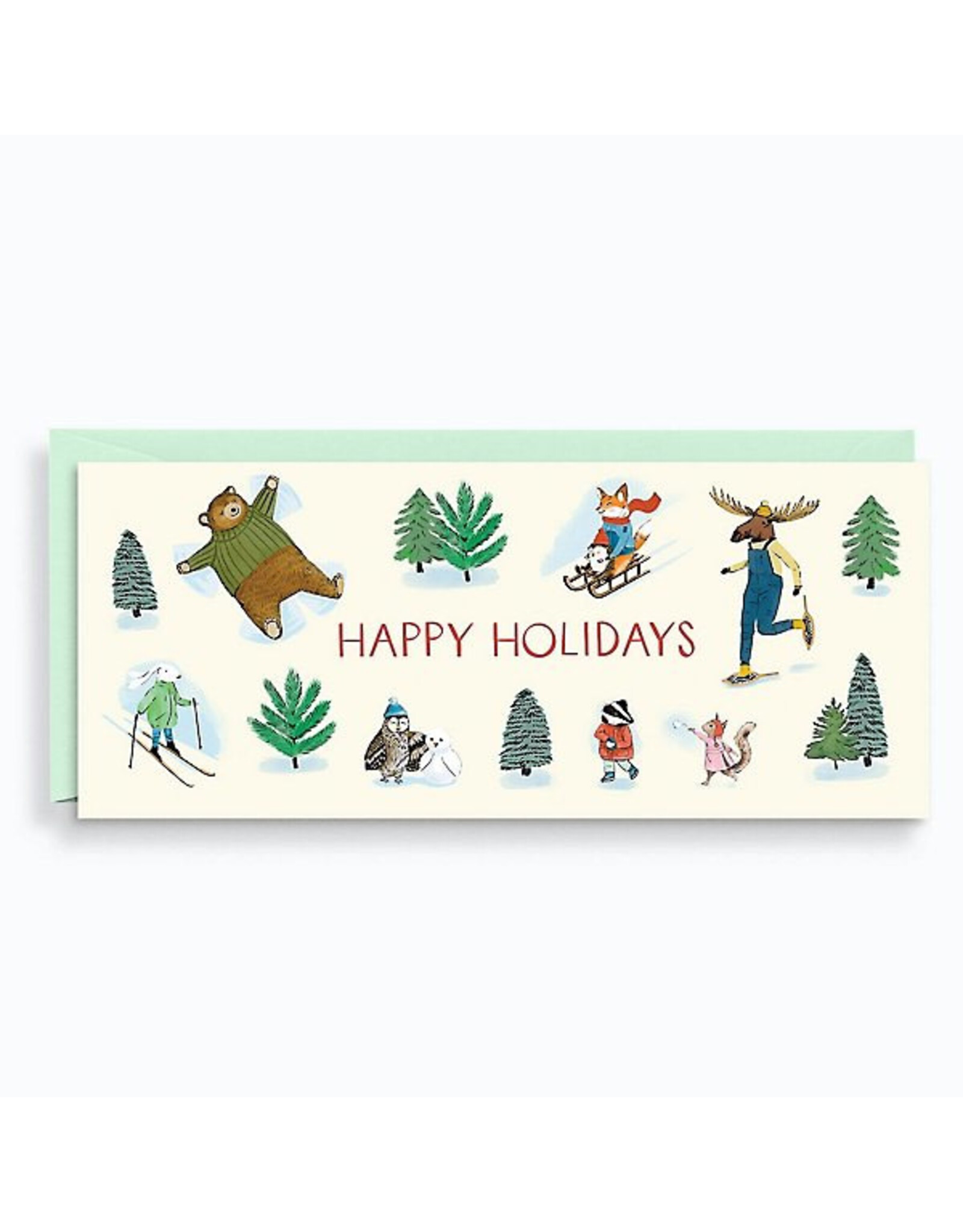 Paper Source Skating Critters Christmas A10 Money Notecard