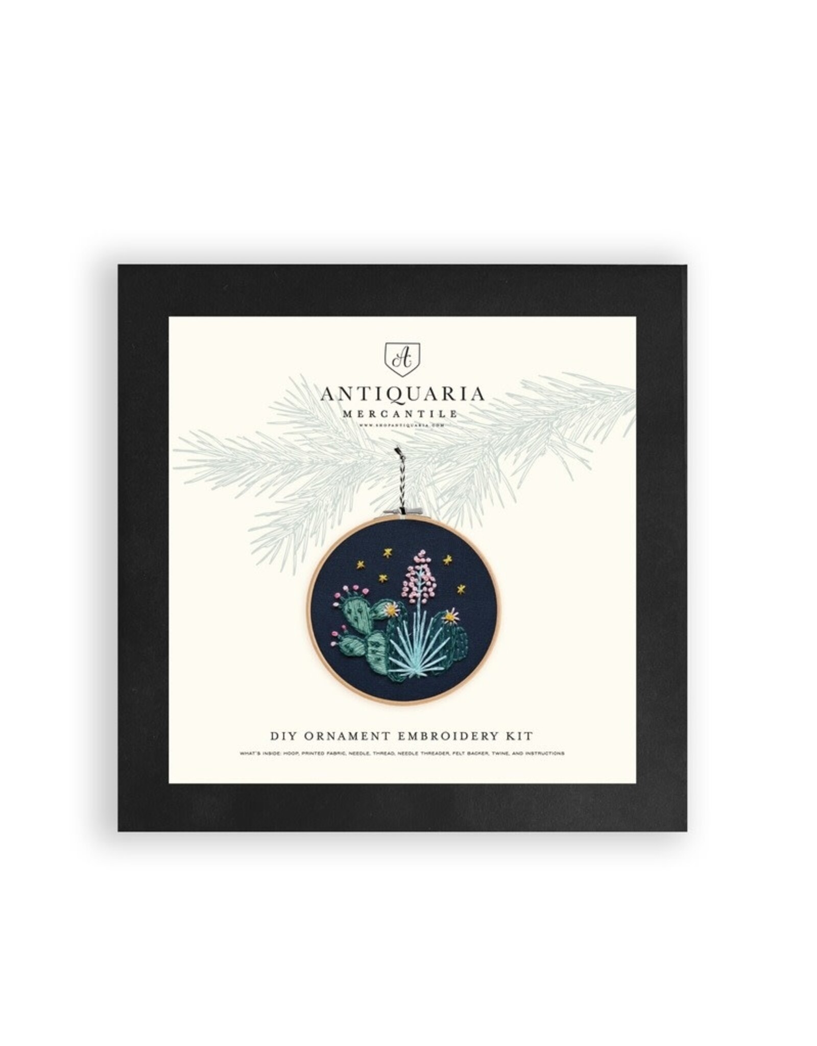 Antiquaria Cactus DIY Embroidered Ornament Kit