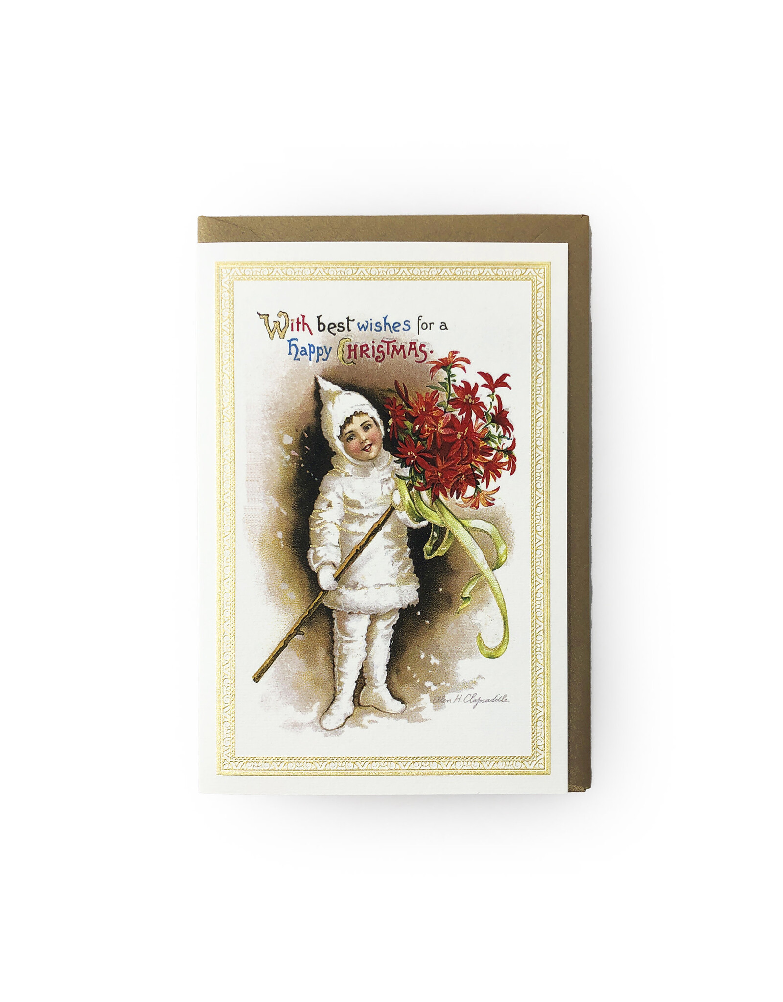 Rossi Vintage Girl Best Wishes Christmas Notecard