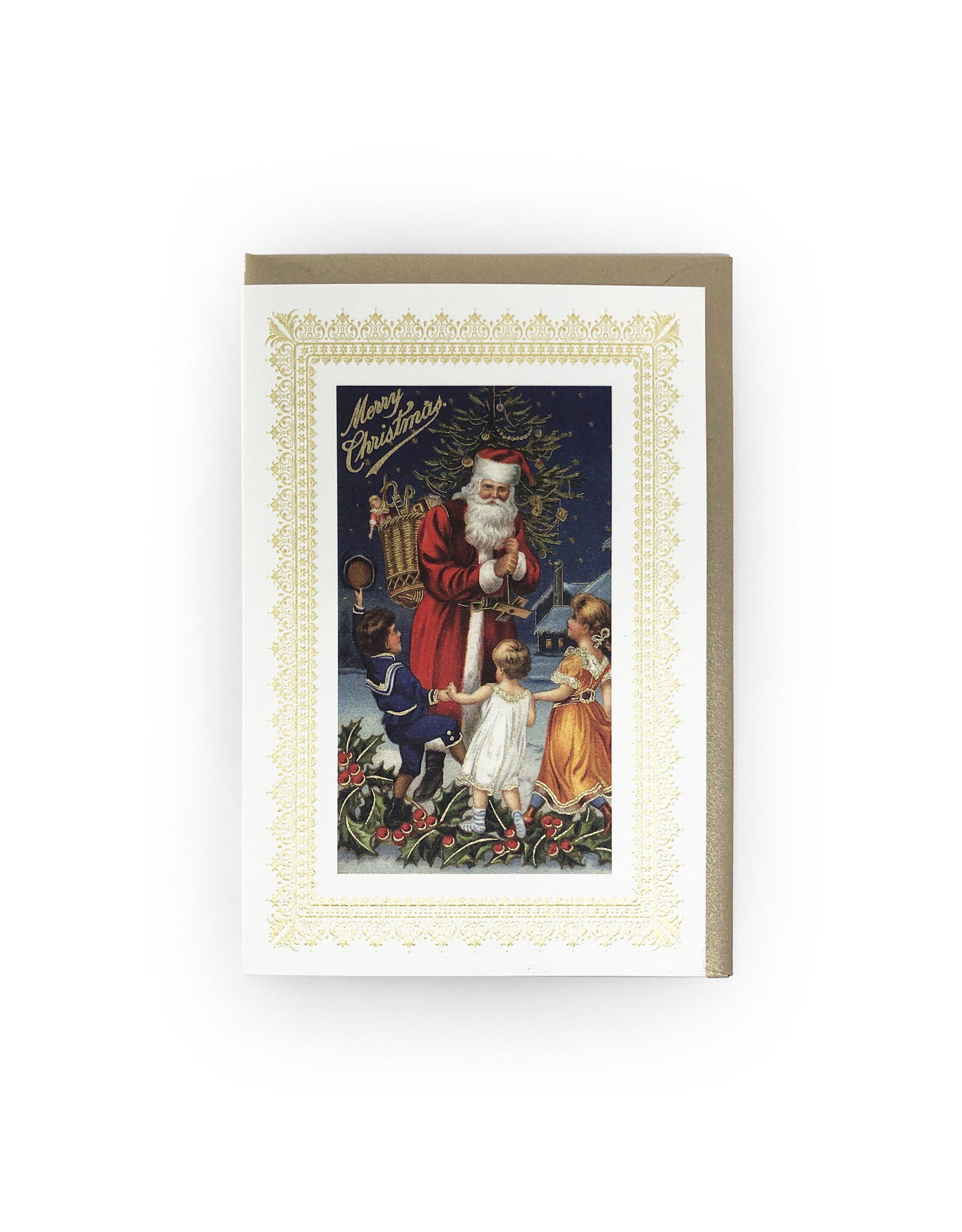 Rossi Vintage Santa and Dancing Children Merry Christmas Notecard