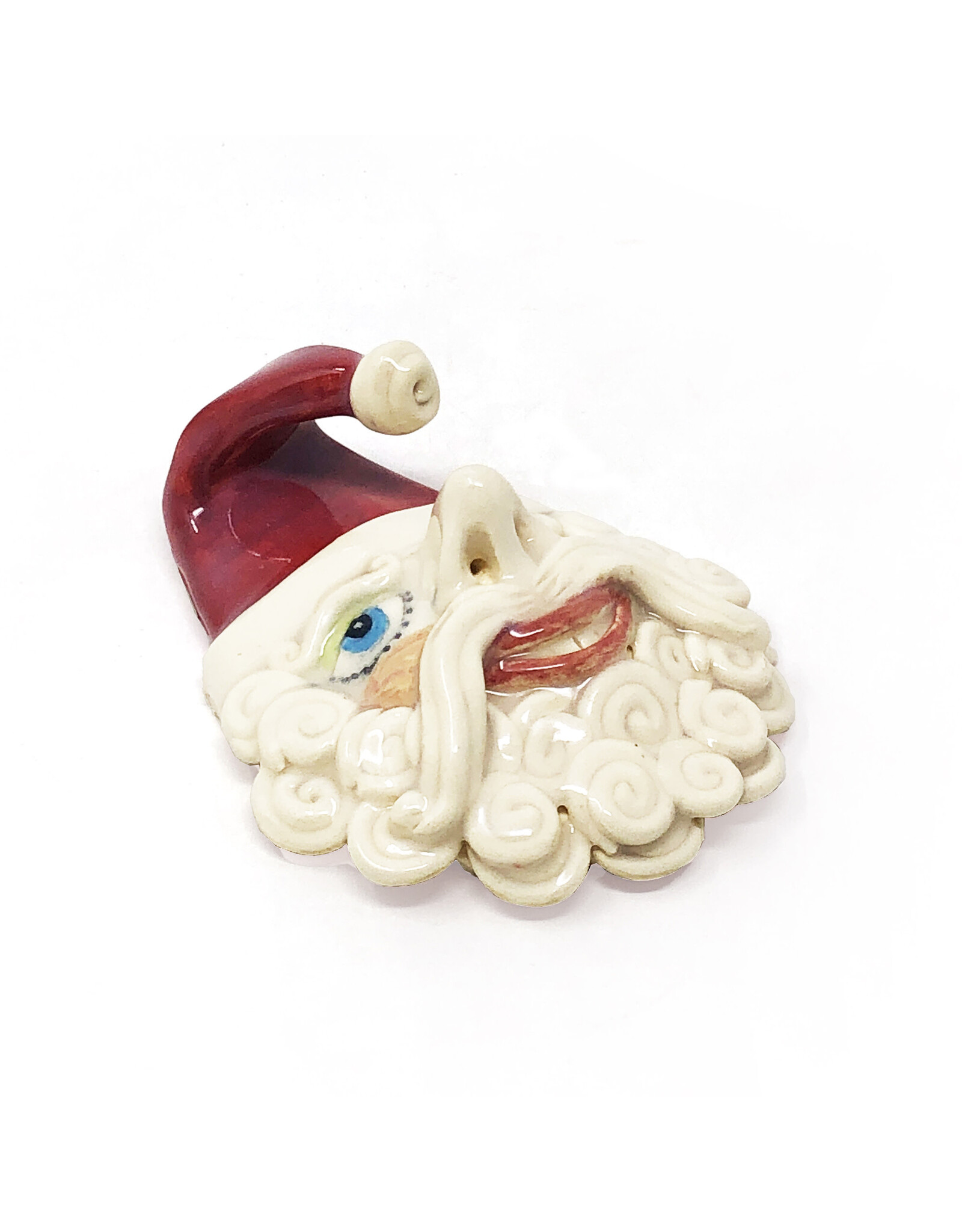 Atomic Girl Pottery Ceramic Santa Ornament Assorted