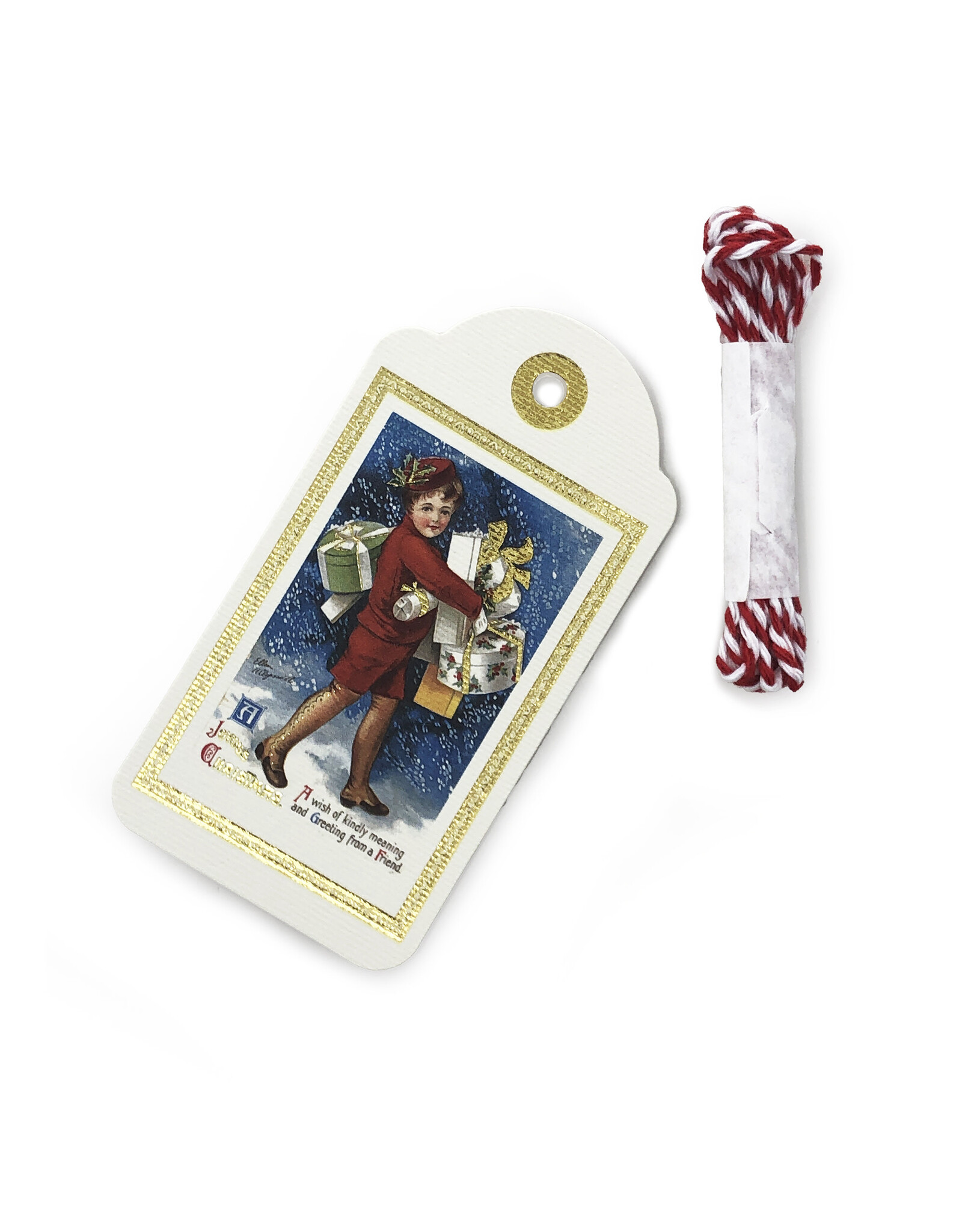 Rossi Joyous Christmas Delivery Boy Vintage Gift Tags Decorations Box of 12