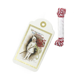 Rossi Best Wishes Child with Poinsettias Vintage Gift Tags Decorations Box of 12