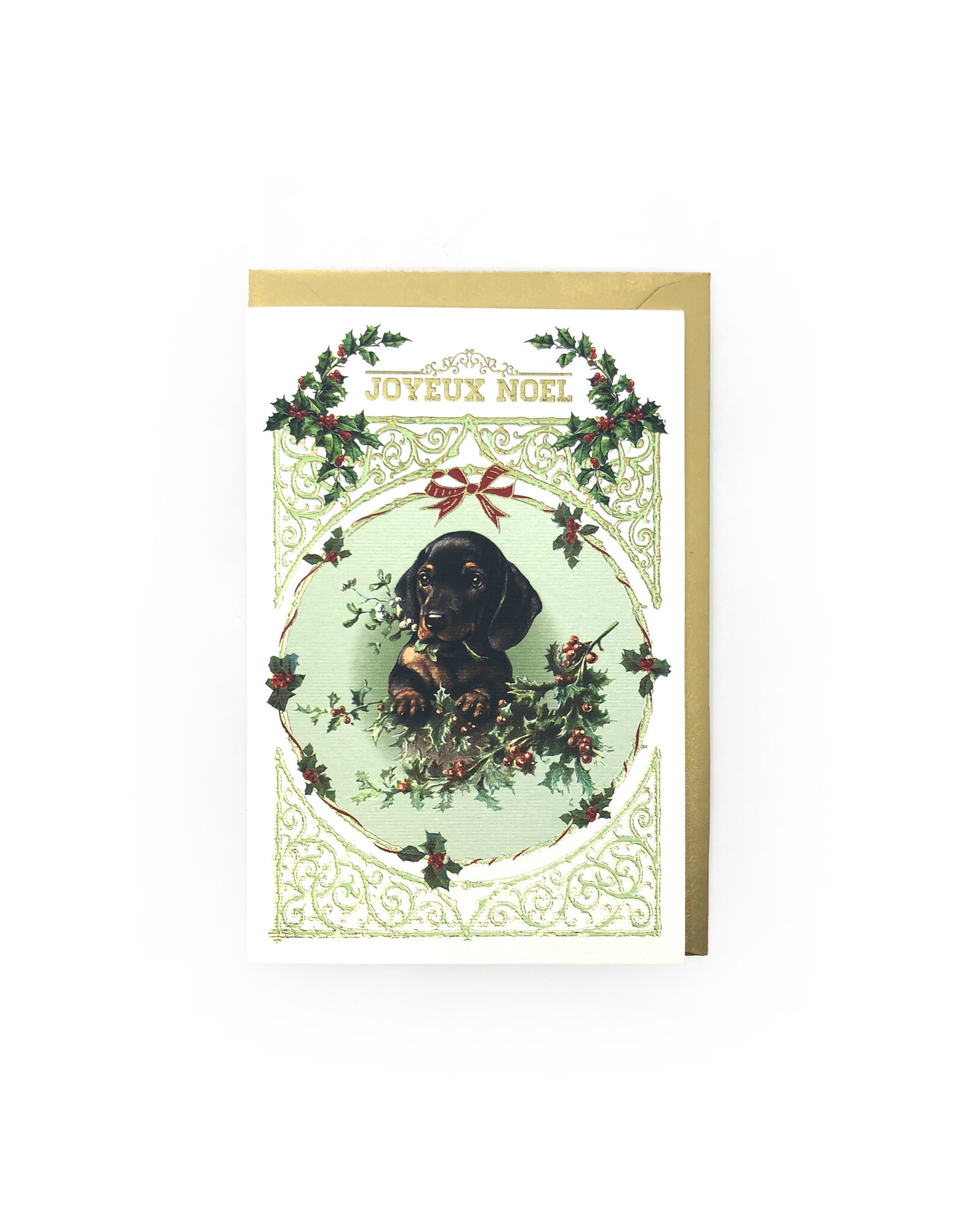 Rossi Vintage Dachshund Puppy Joyeux Noel Christmas Notecard