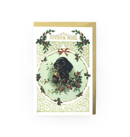 Rossi Vintage Dachshund Puppy Joyeux Noel Christmas Notecard
