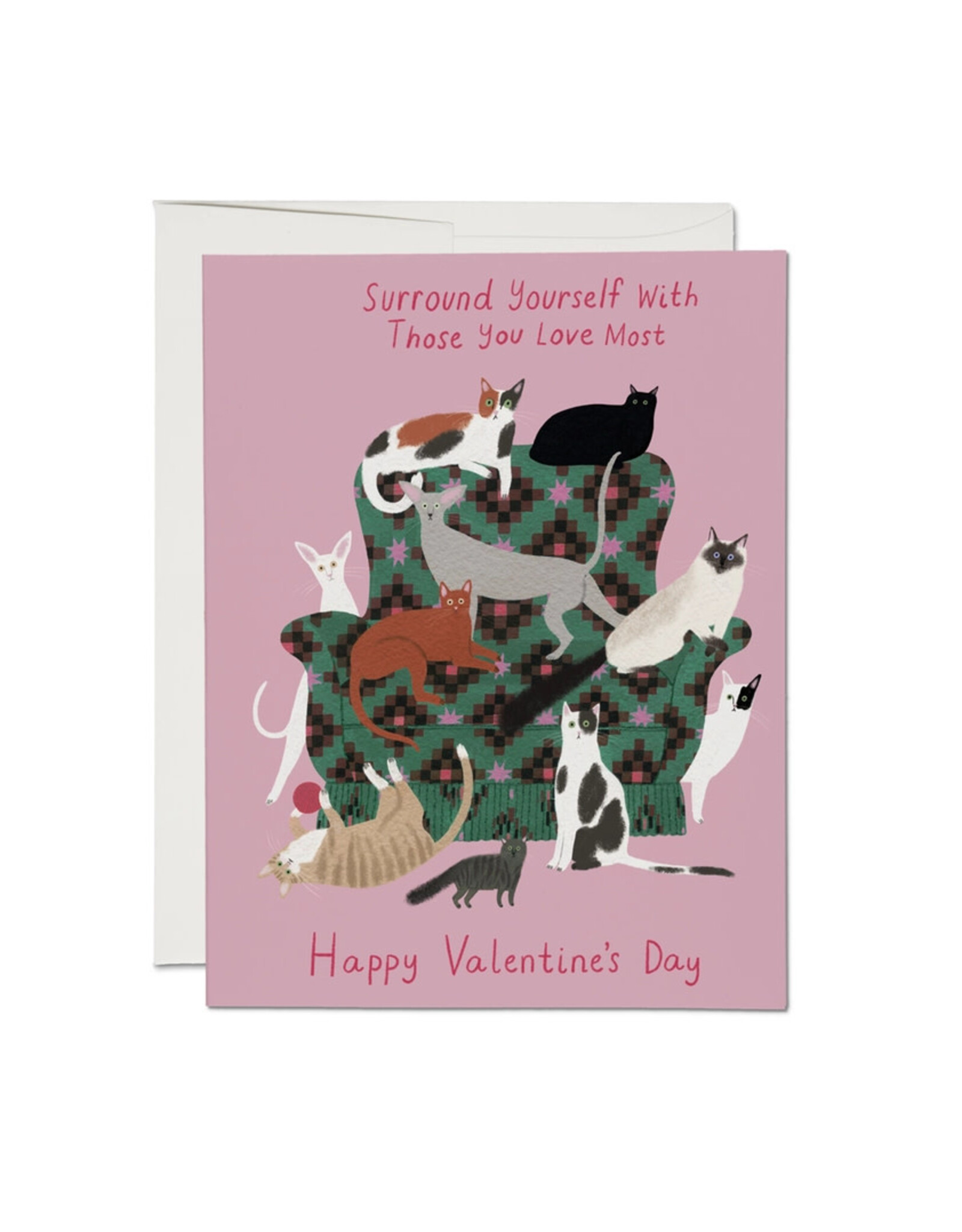 Red Cap Cards Surround Yourself Valentine's Day Notecard