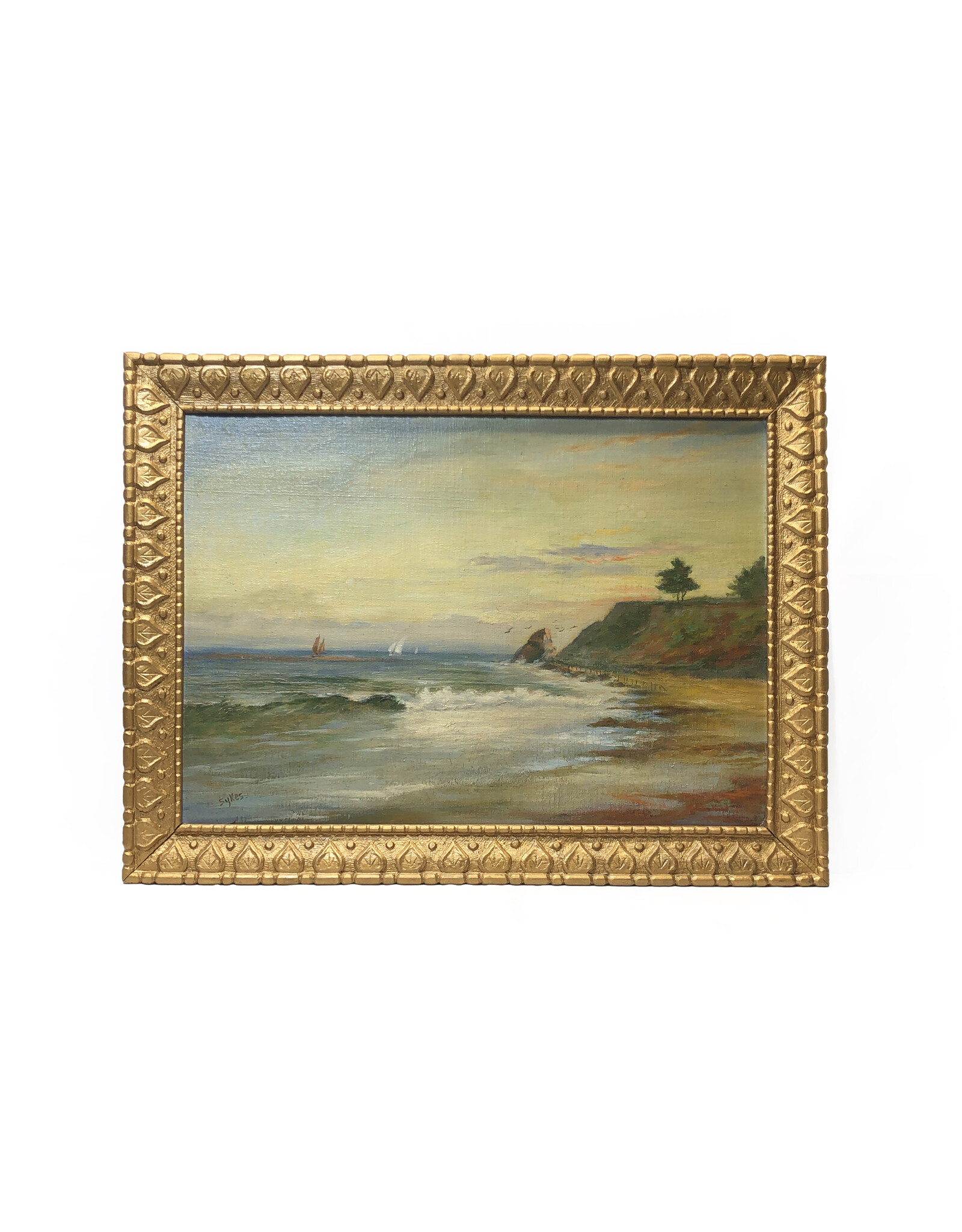 John Sykes Castle Rock at Ledbetter Beach Santa Barbara, California Oil Painting on Canvas Turn of the Century