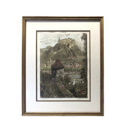 Salzburg Panorama with Hohensalzburg Fortress Framed Color Lithograph Signed No.41/245