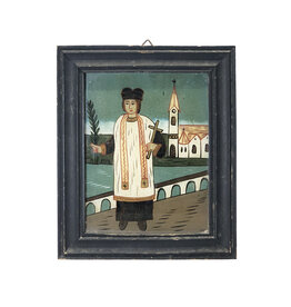 Small Folk Painting of Martyr Saint Holding Palm & Cross