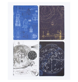 Cognitive Surplus Space Science Pocket 4x6 Mixed Ruled Notebook 4-pack