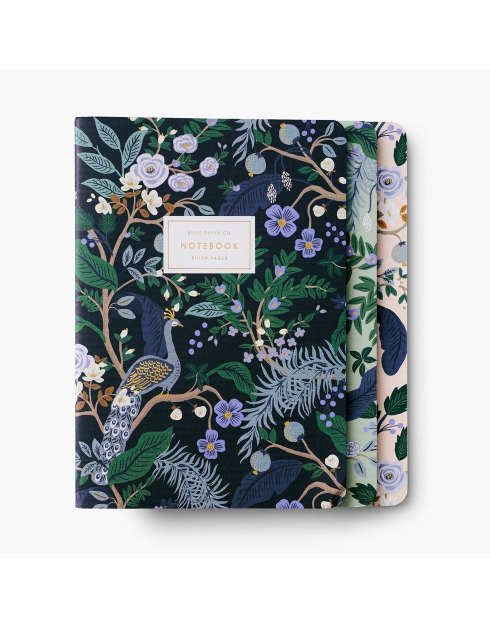 Rifle Paper Co. Assorted Set of 3 Peacock A5 Ruled Notebooks