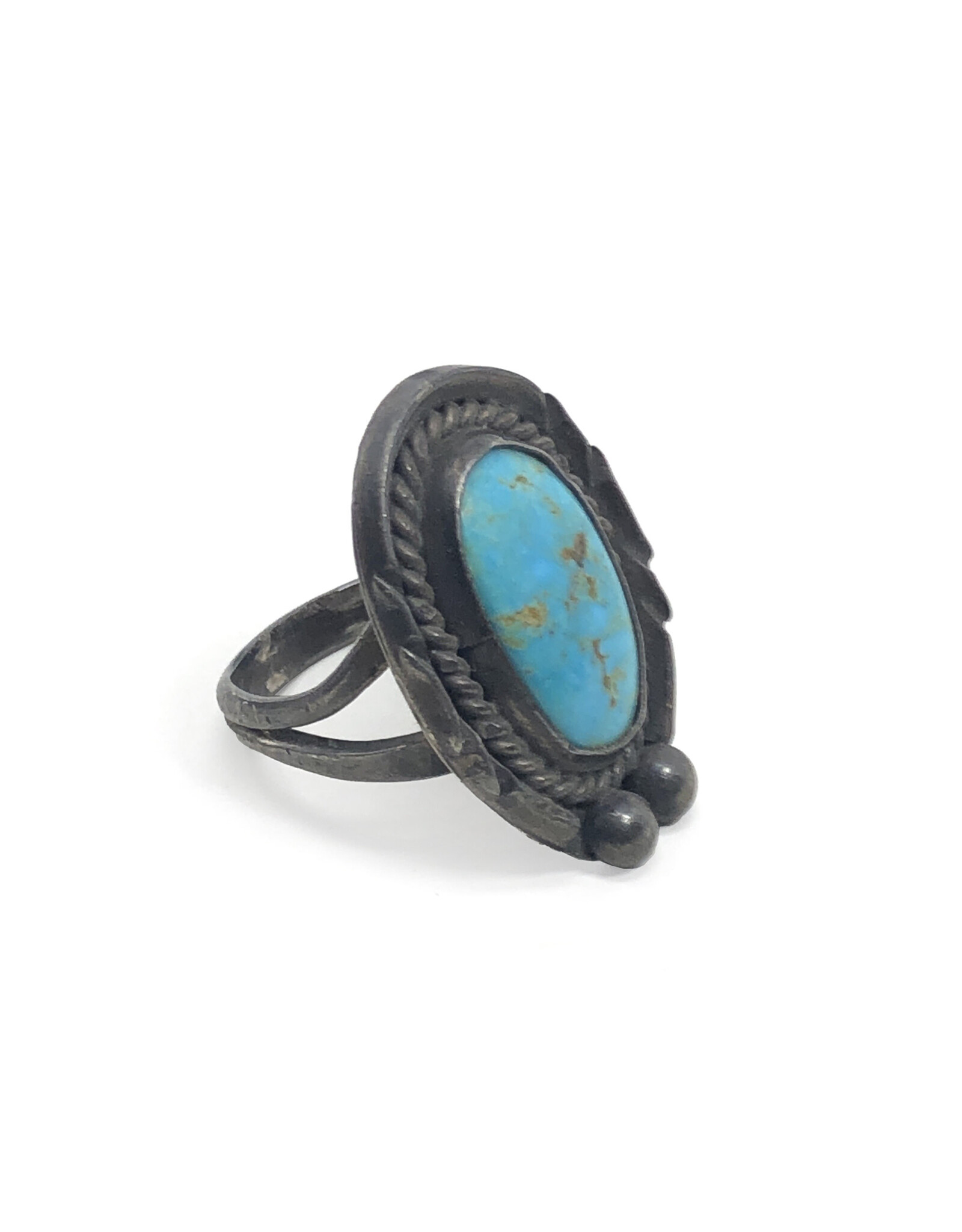 Vintage Southwest-Style Ball & Rope Turquoise Ring