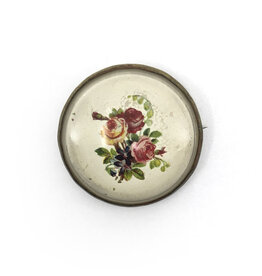 Vintage Bridle Rosette Pin with Rose Bunch Design