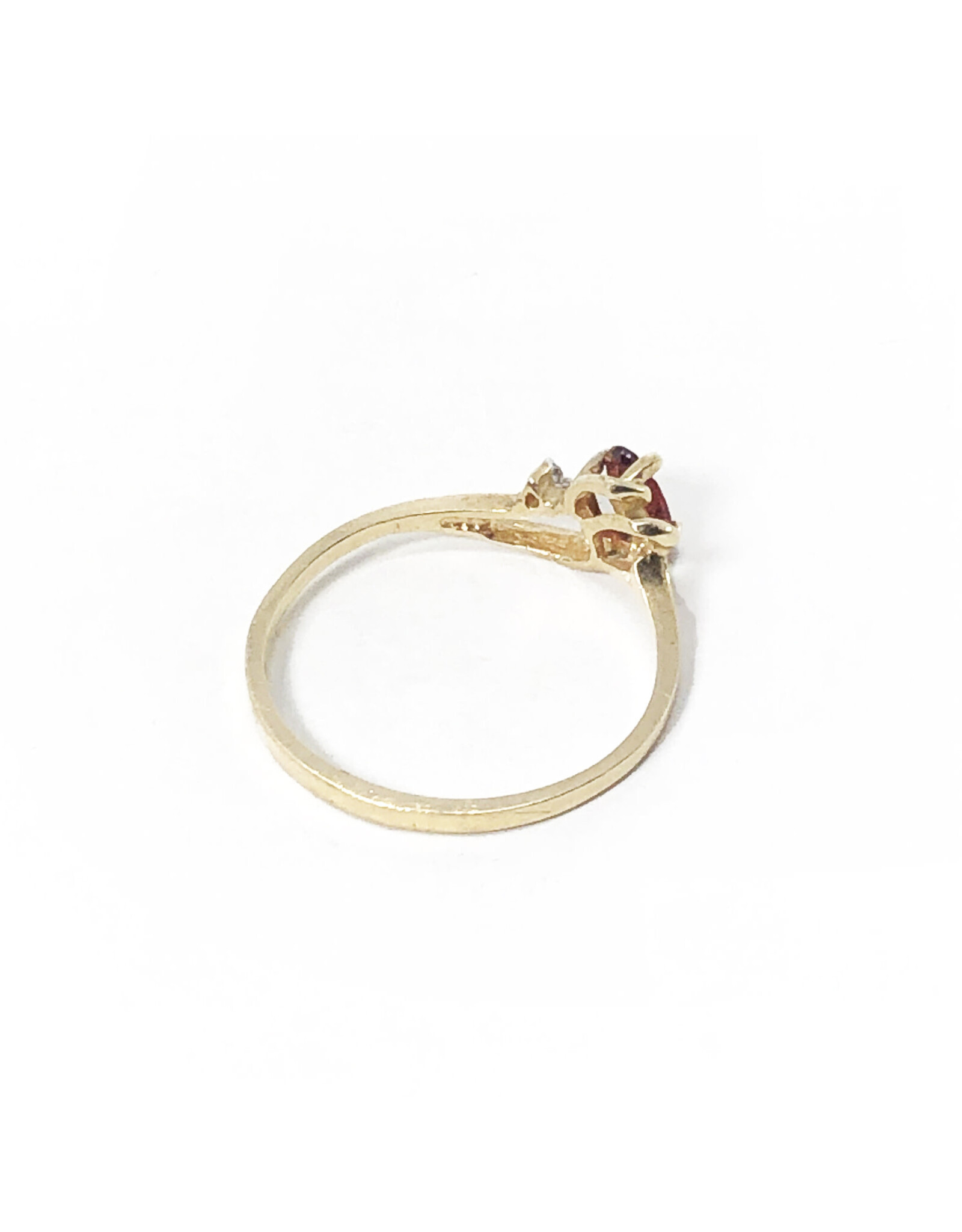 10K Gold Ring with Rubellite and Small Colorless Gem