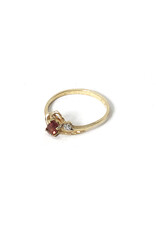10K Gold Ring with Rubellite and Small Colorless Gem