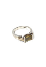 Sterling Modernist Ring with Large Citrine and 18K Gold Accents