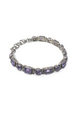 Sterling Link Bracelet with 15 Amethysts of Alternating Cuts