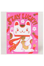 Hello!Lucky Stay Lucky Cat Birthday A2 Notecard