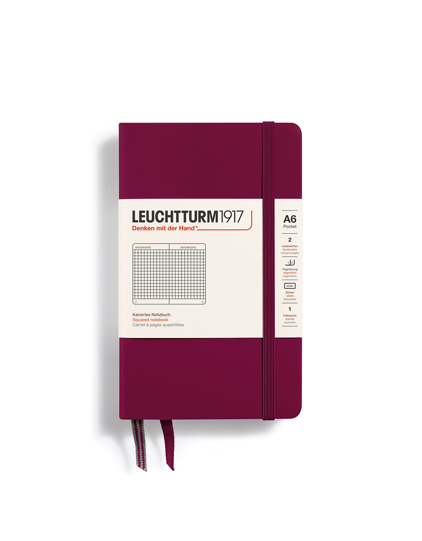 Leuchtturm1917 Port Red A6 Hardcover Squared Pocket Notebook