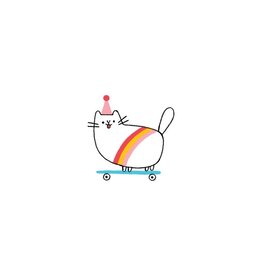 Tattly Skateboard Kitty Temporary Tattoo Pair