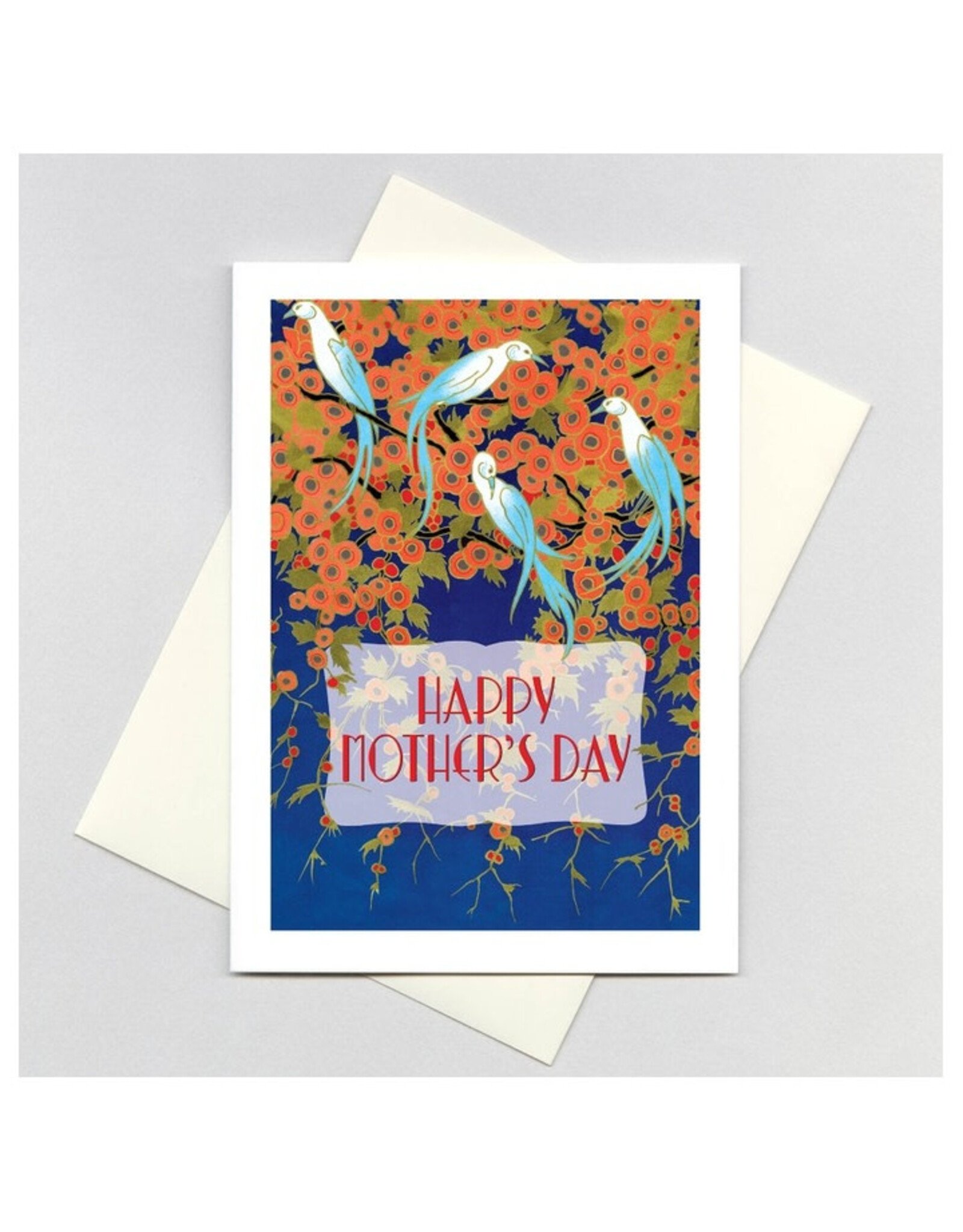 Laughing Elephant Art Deco Birds and Flowers A7 Notecard