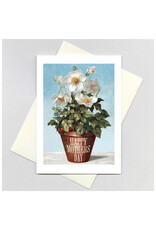 Laughing Elephant Potted White Flowers A7 Notecard
