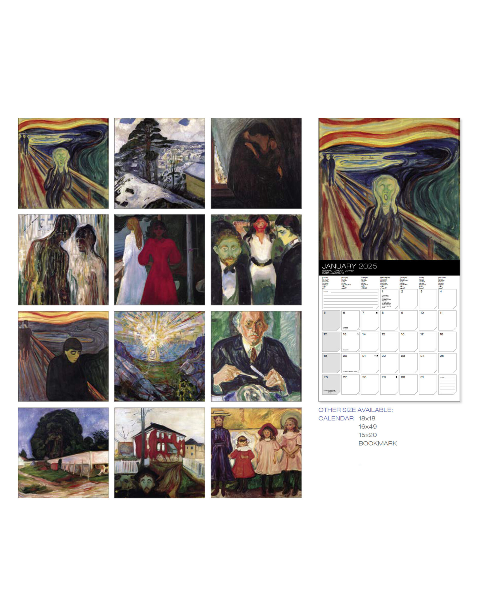 Allaluna 2025 Munch Wall Calendar