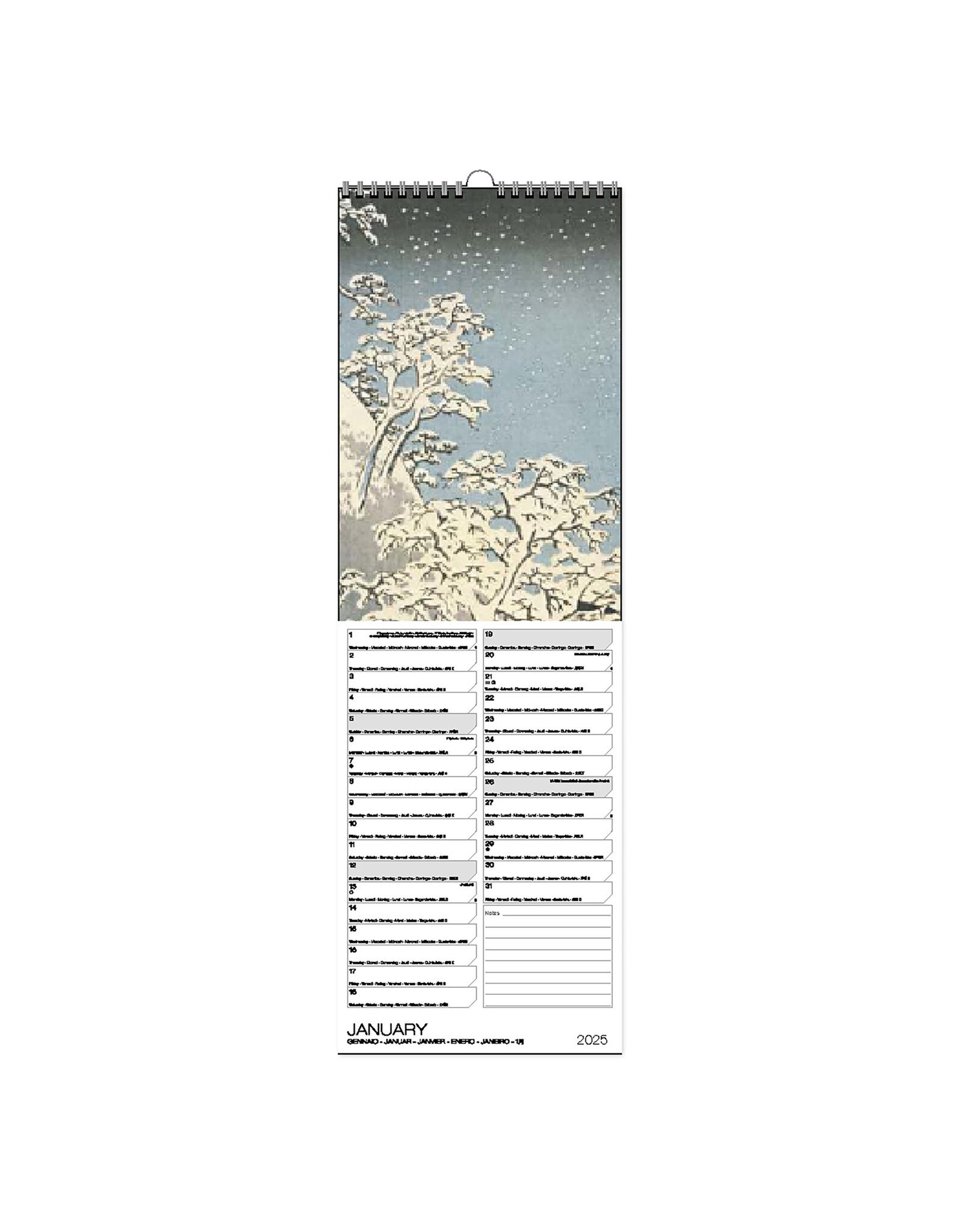 Allaluna Hiroshige 2025 Long Wall Calendar