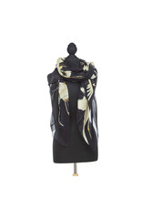 Heron Print Black Scarf