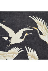 Heron Print Black Scarf