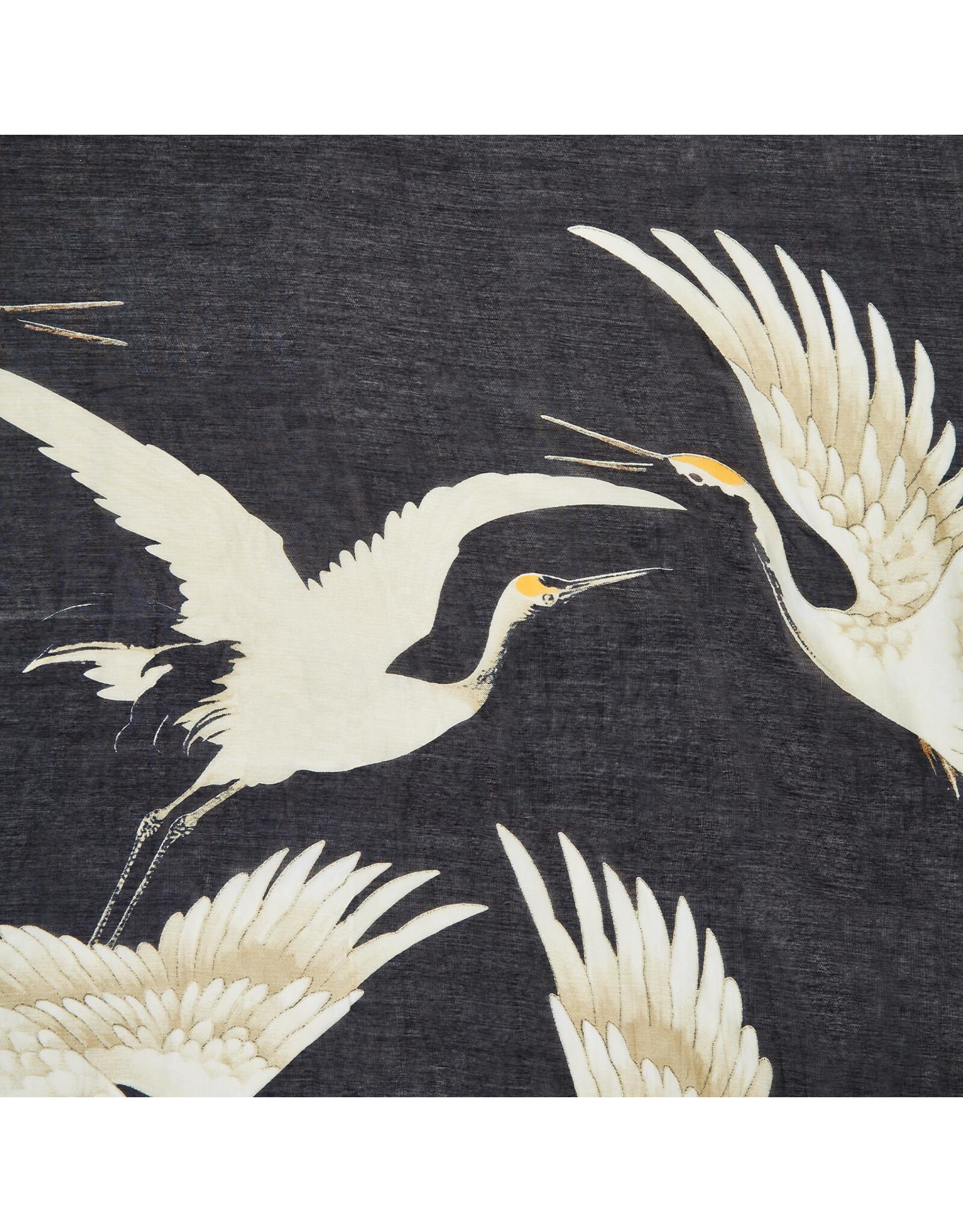 Heron Print Black Scarf