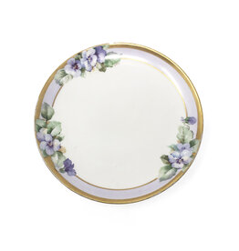 Ginori Italy Purple Pansies Plate with Gold Edges