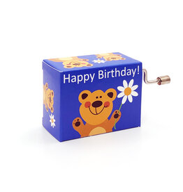 Fridolin Bear With Flower Happy Birthday Music Box