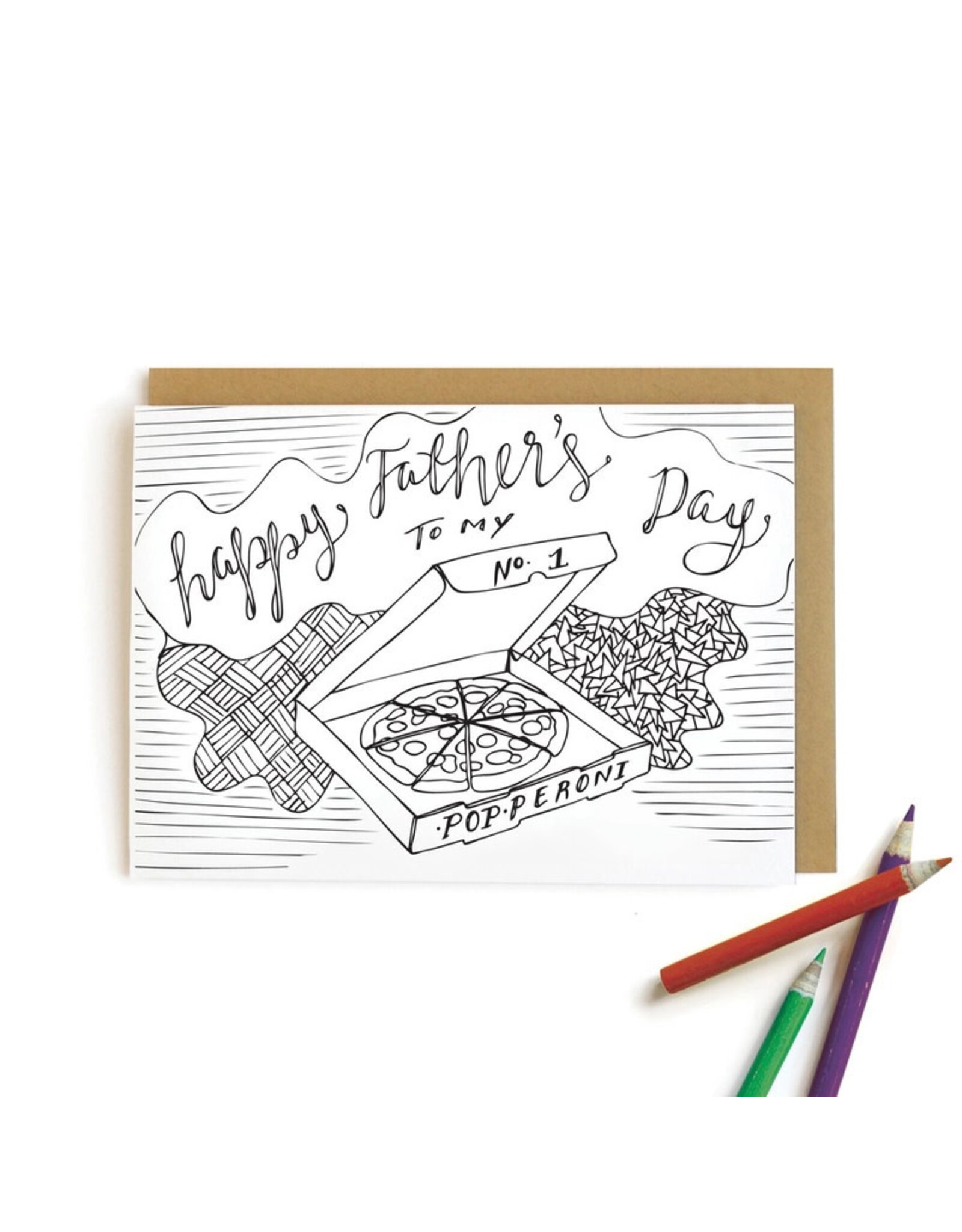 Wild Ink Press Pizza Dad Kids Coloring A6 Notecard