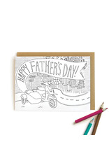 Wild Ink Press Vespa Dad Kids Coloring A6 Notecard