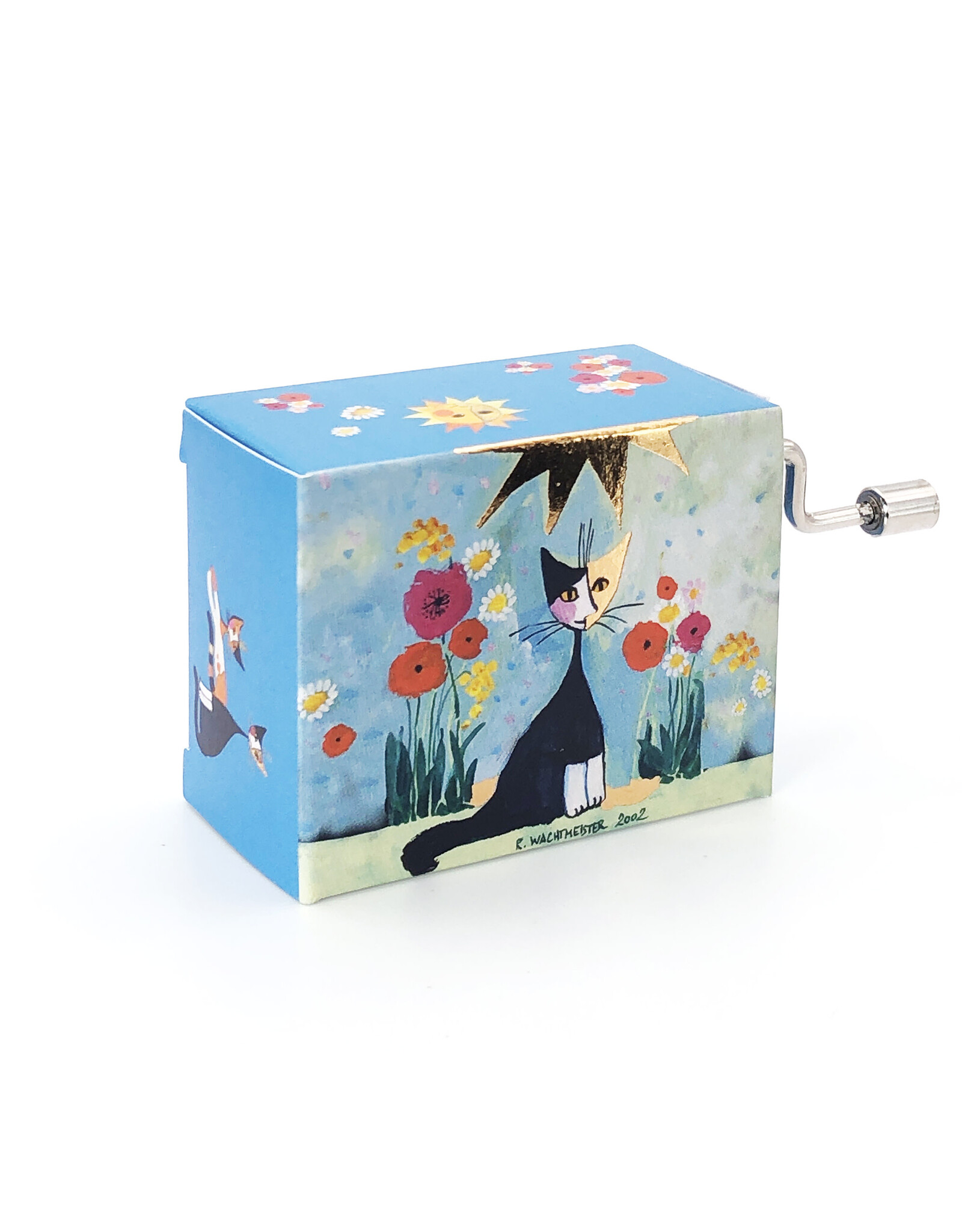 Fridolin Cat with Flowers Happy Birthday Music Box