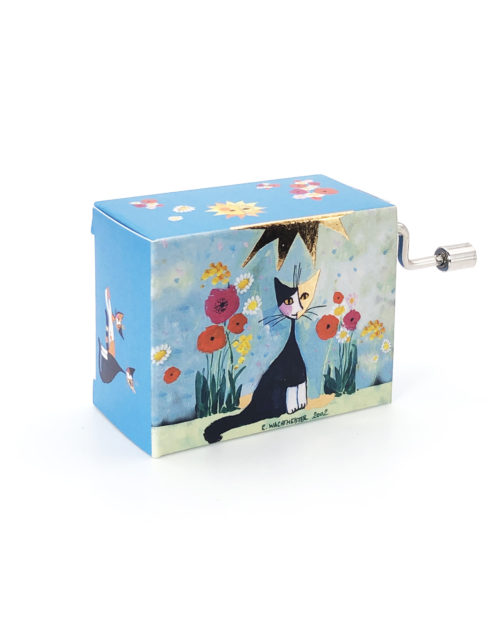 Fridolin Katze mit Blumen Happy Birthday Music Box