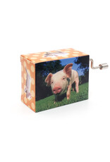 Fridolin Pig on Meadow Happy Birthday Music Box