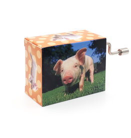 Fridolin Pig on Meadow Happy Birthday Music Box
